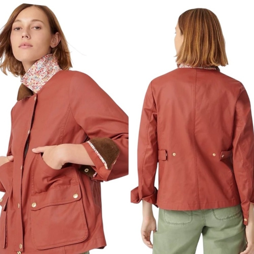 J. Crew Barn Jacket Liberty London Fabric Floral Print in Red Rock